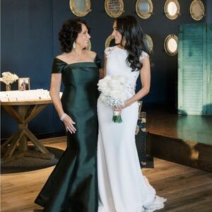 Elegant Green Off-Shoulder Gown